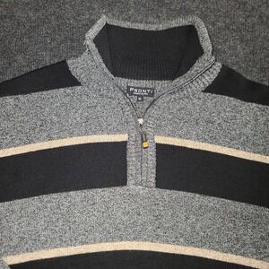 Pronti Collection by Phita Men's Sweater 4X Gray Black Striped Half Zip Pullover